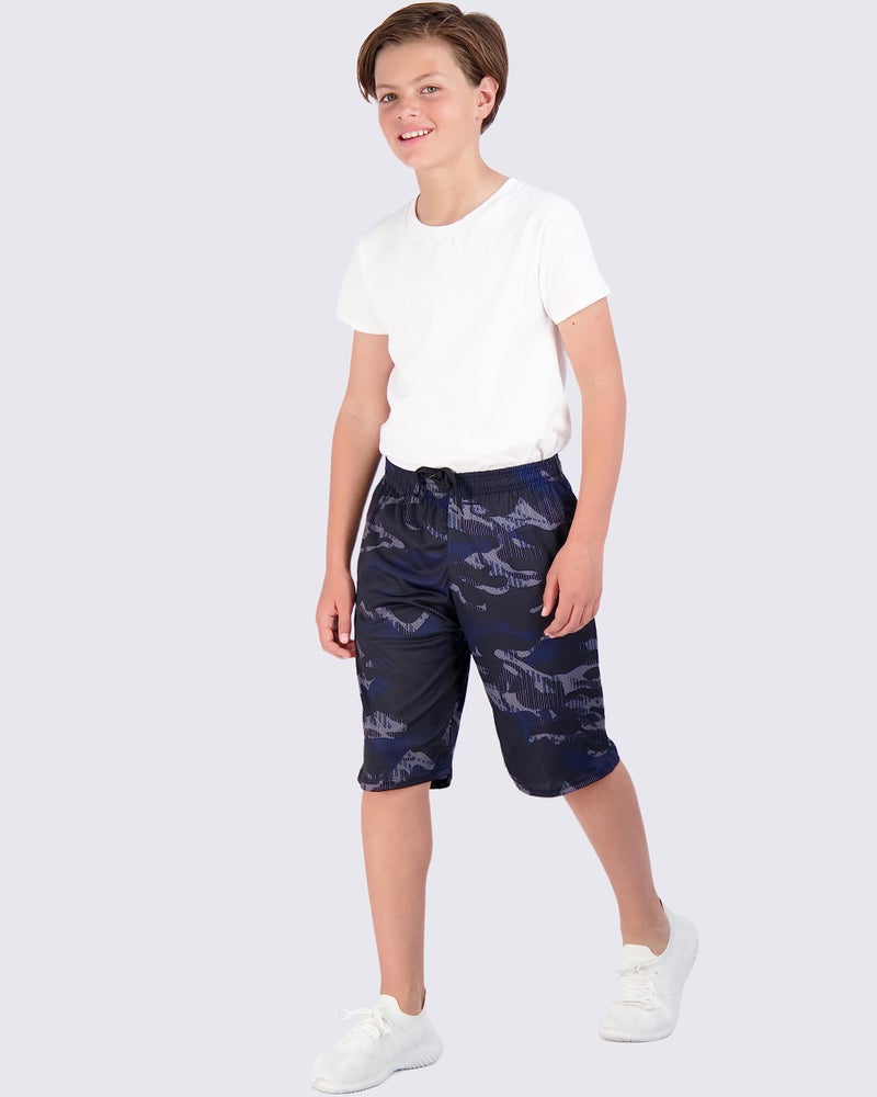 REALESSENTIALS Real Essentials 5-Pack Boys' Dry-Fit Active Athletic Performance Basketball Shorts with Pockets, M (8-10) - Image 5